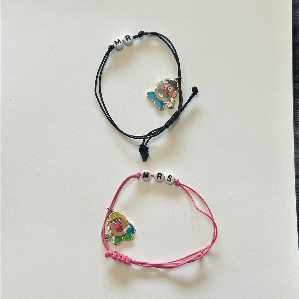 Mr. And Mrs. Potato Head Charm Bracelets - Black and Pink